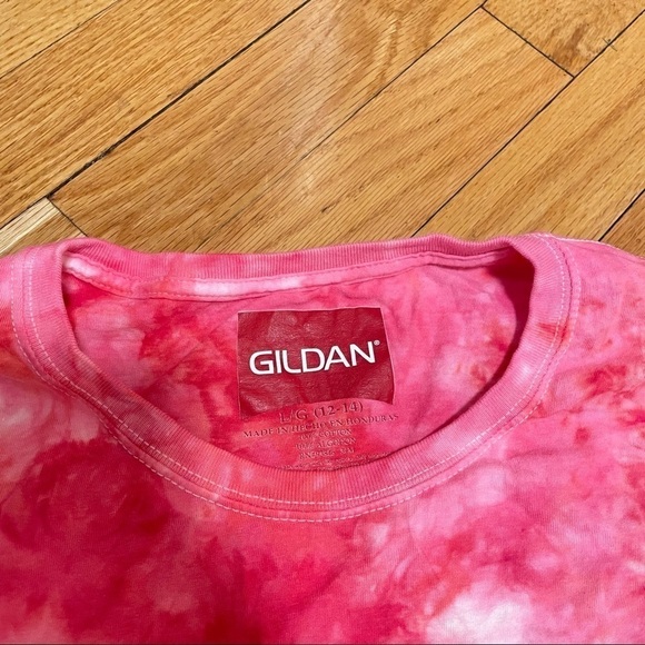 Tie dye tee tshirt ladies fitted Large pink and red galaxy effect L - Picture 5 of 6